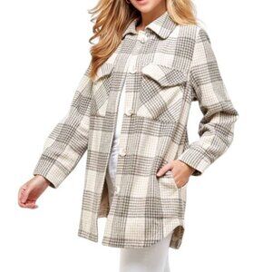 Ellison Plaid Flannel Long Button Jacket Fall Cabin Heritage Sz M